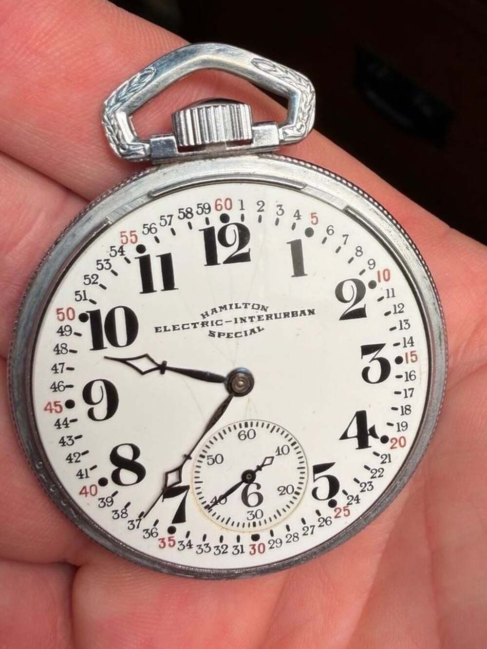 Rare Vintage Hamilton Electric-Interurban Special Pocket Watch Train CaseS779519